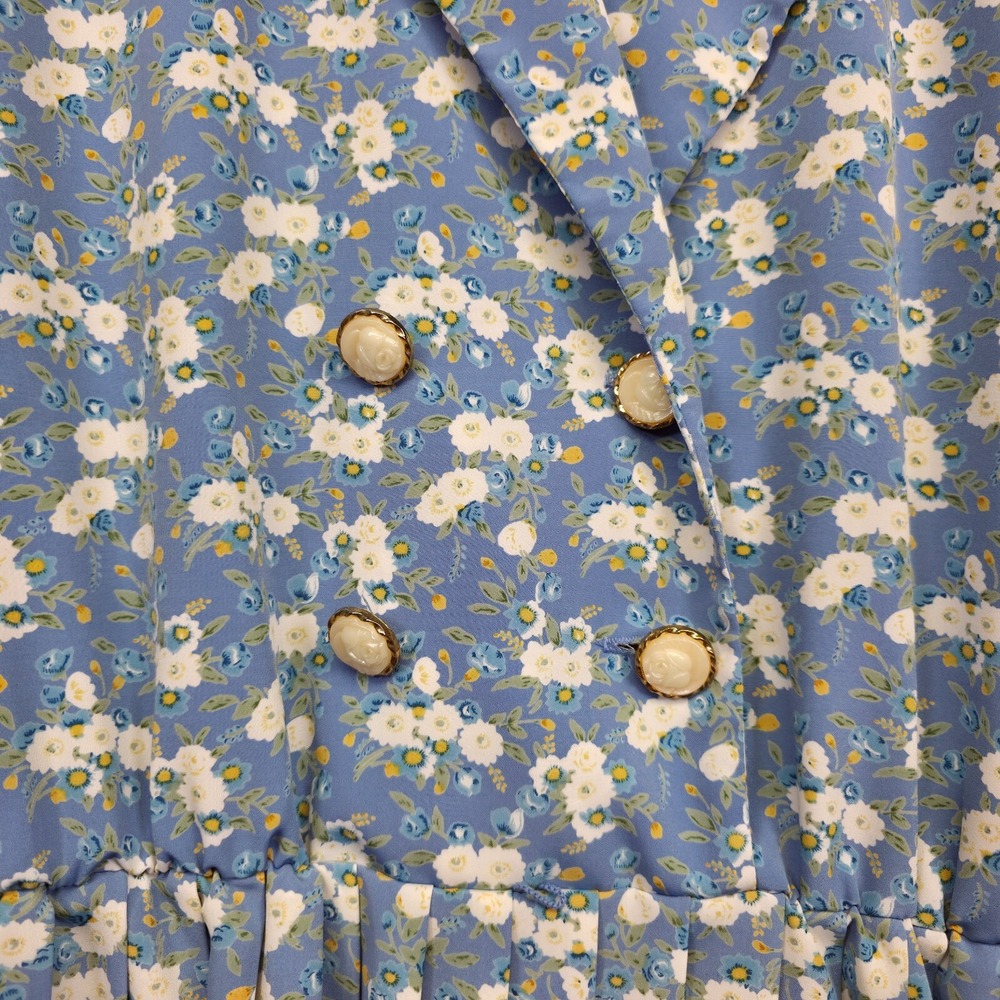 Vintage Breli Dress Womens 10 Blue Floral Cottagecore‎ Prairie Midi 70s Romantic - Picture 15 of 16